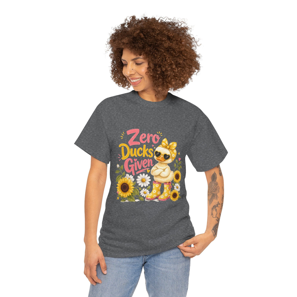Zero Ducks Given T-Shirt | Cute Duck, Sunflowers, Funny Phrase