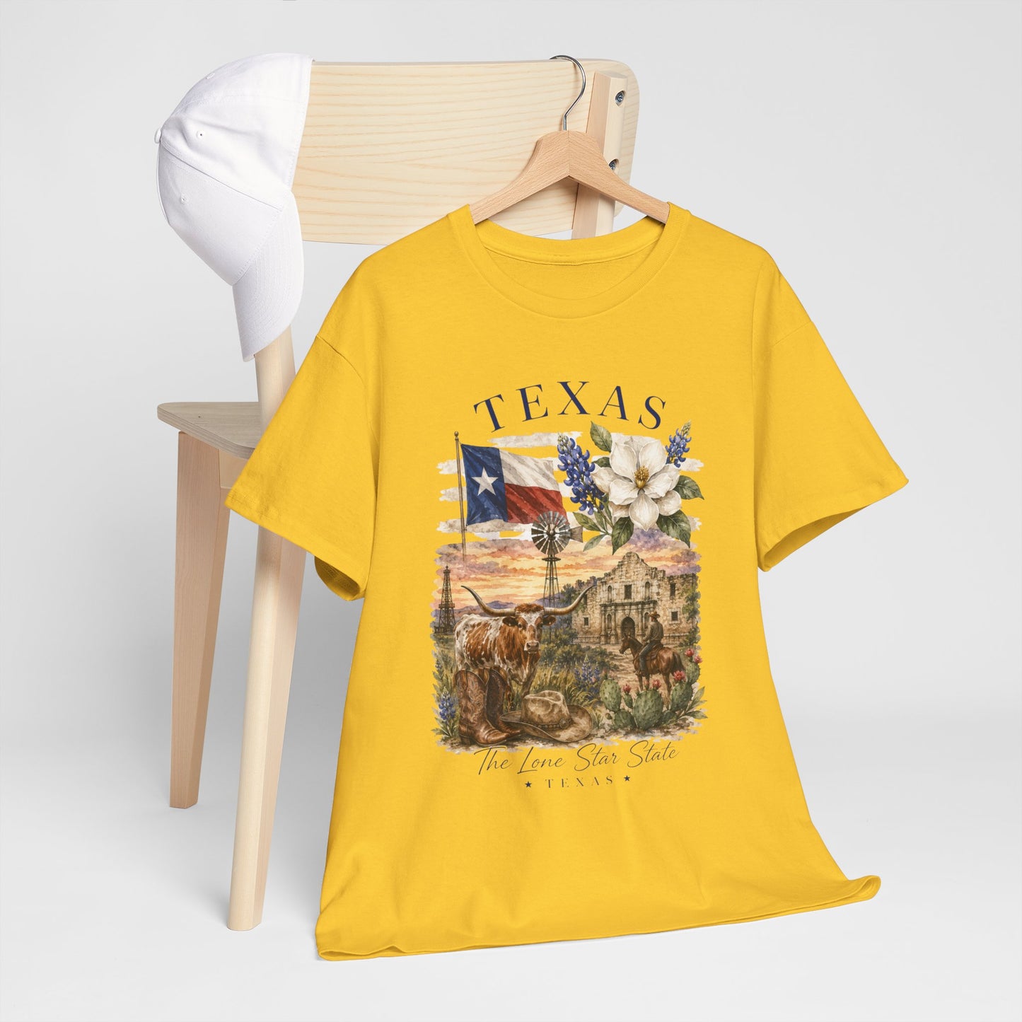 Texas Vintage Scenic T-Shirt — Lone Star & Wildflower Graphic