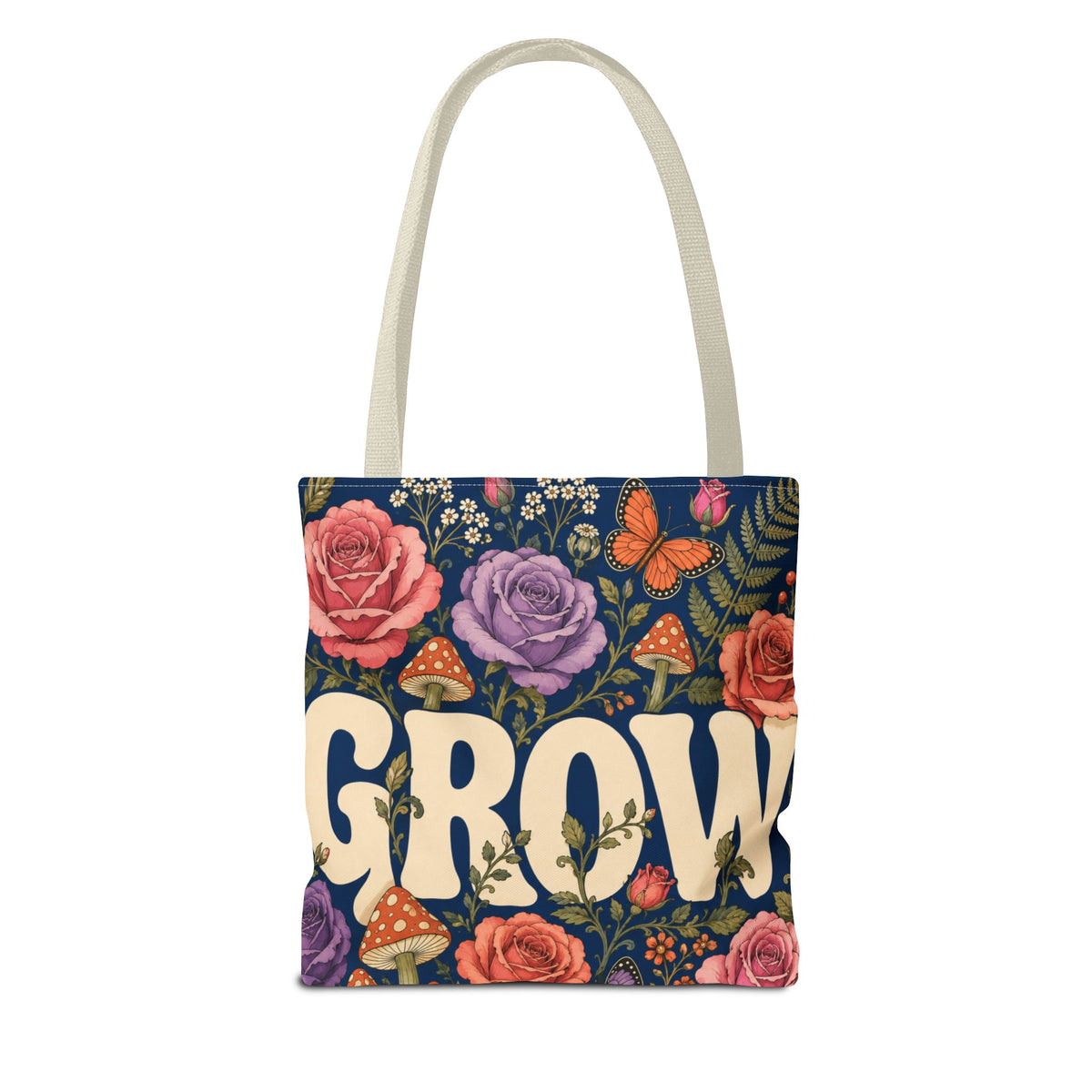 GROW Book Club Floral Books Tote Bag — Vintage Garden Print AOP