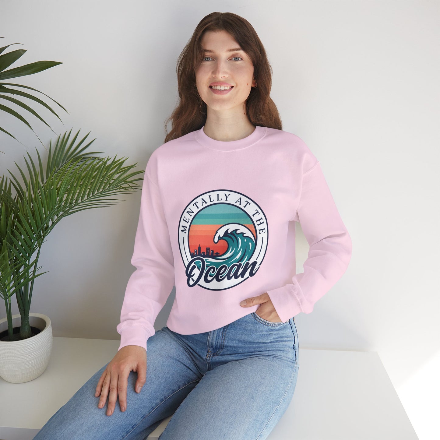 Mentally at the Ocean Crewneck Sweatshirt | coastal aesthetic, sea breeze