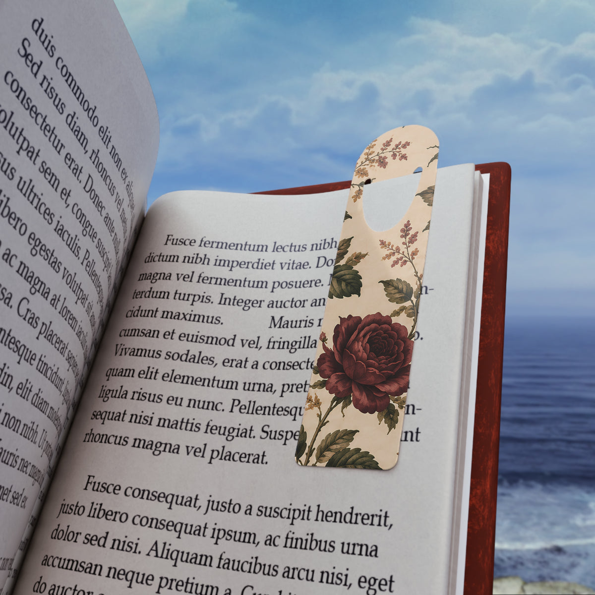 Southern Rose Floral Tea Party Bookmark — Vintage Teacup & Blossom Metal Bookmark
