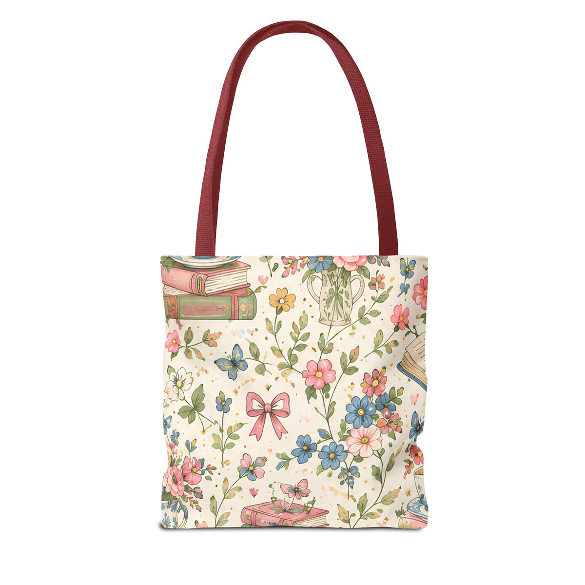 Bookish Blooms Floral Books Tote Bag — Vintage Garden Print AOP
