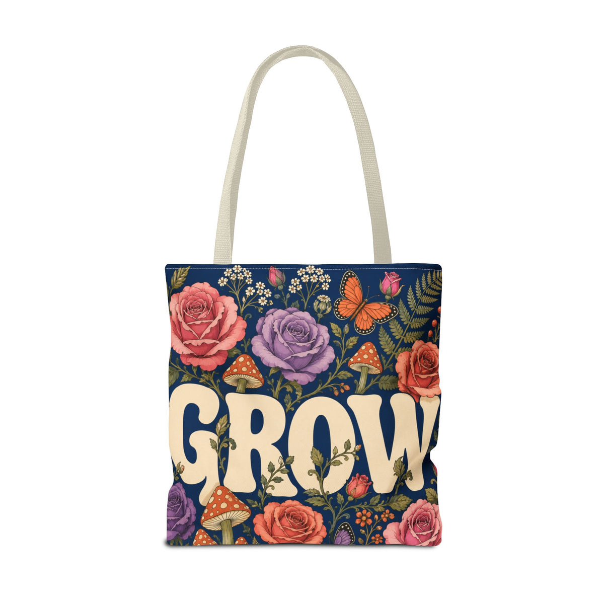 GROW Book Club Floral Books Tote Bag — Vintage Garden Print AOP