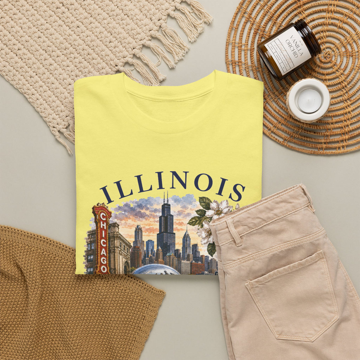 Illinois Vintage Travel T-Shirt — Chicago Route 66 Souvenir Tee
