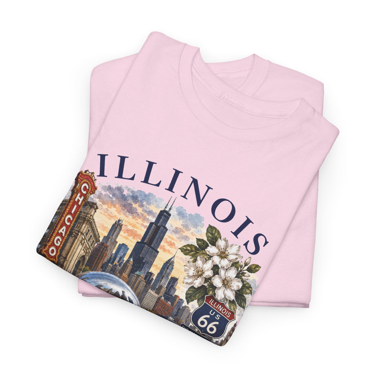 Illinois Vintage Travel T-Shirt — Chicago Route 66 Souvenir Tee