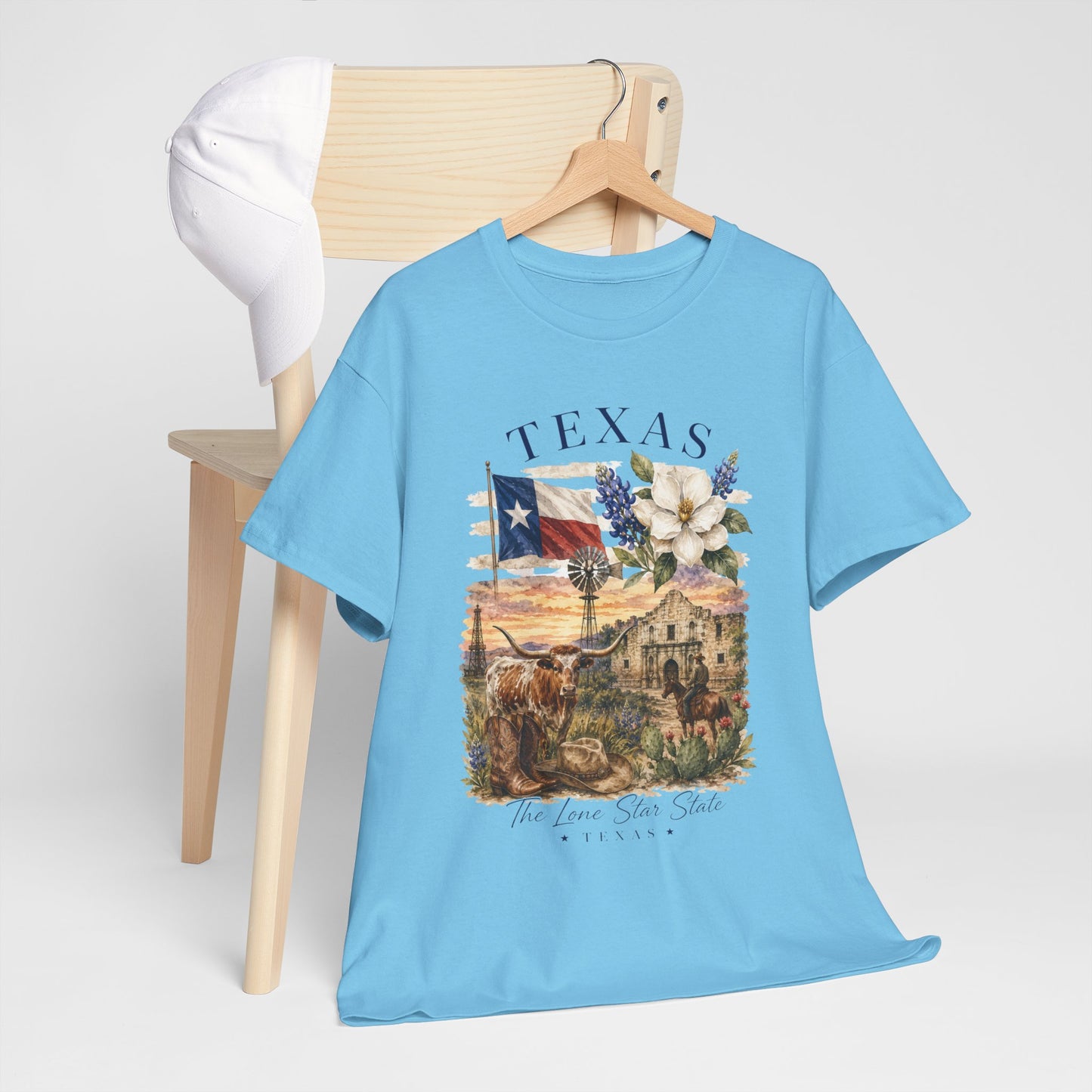 Texas Vintage Scenic T-Shirt — Lone Star & Wildflower Graphic
