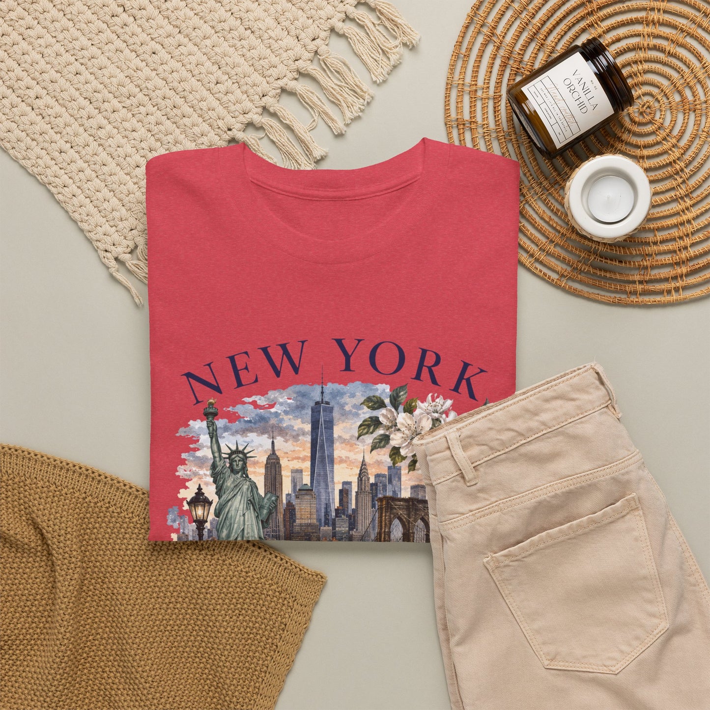 New York City Vintage Travel Tee — NYC Skyline, Yellow Cab & Landmark Collage