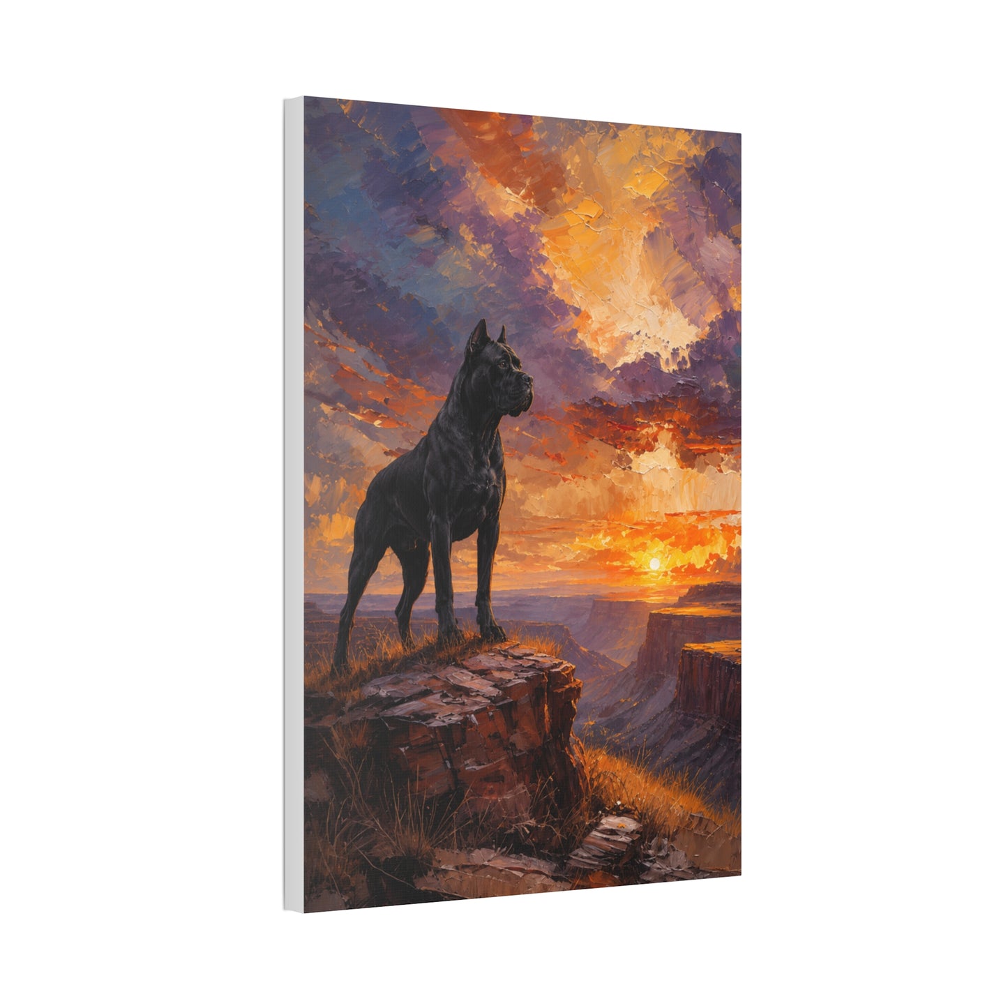 Black Cane Corso Sunset Canyon Wall Art