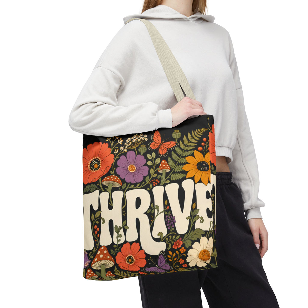THRIVE Book Club Floral Books Tote Bag — Vintage Garden Print AOP