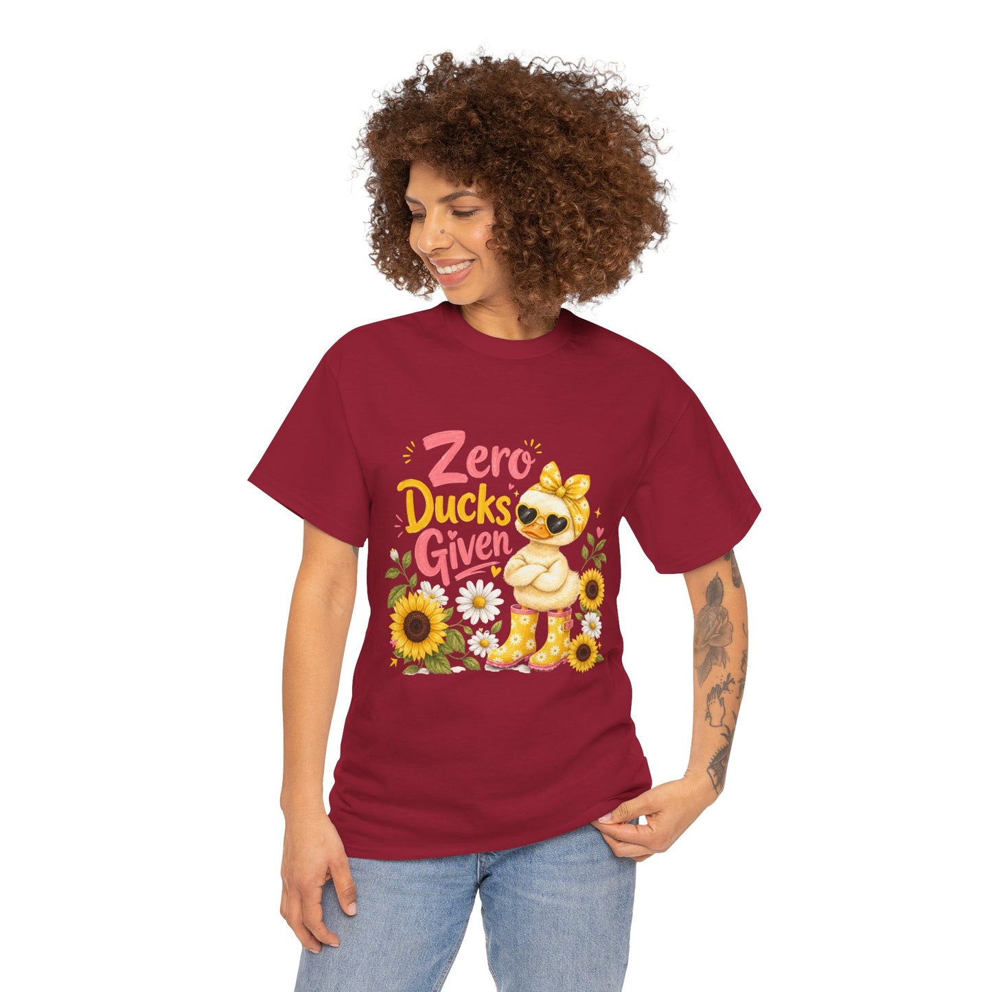 Zero Ducks Given T-Shirt | Cute Duck, Sunflowers, Funny Phrase