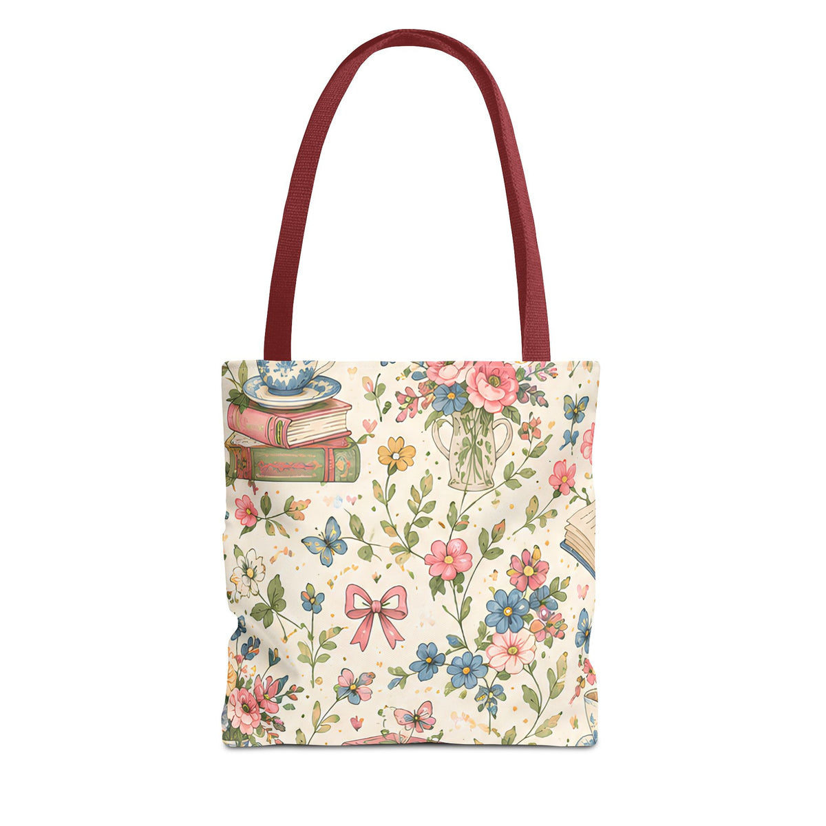 Bookish Blooms Floral Books Tote Bag — Vintage Garden Print AOP