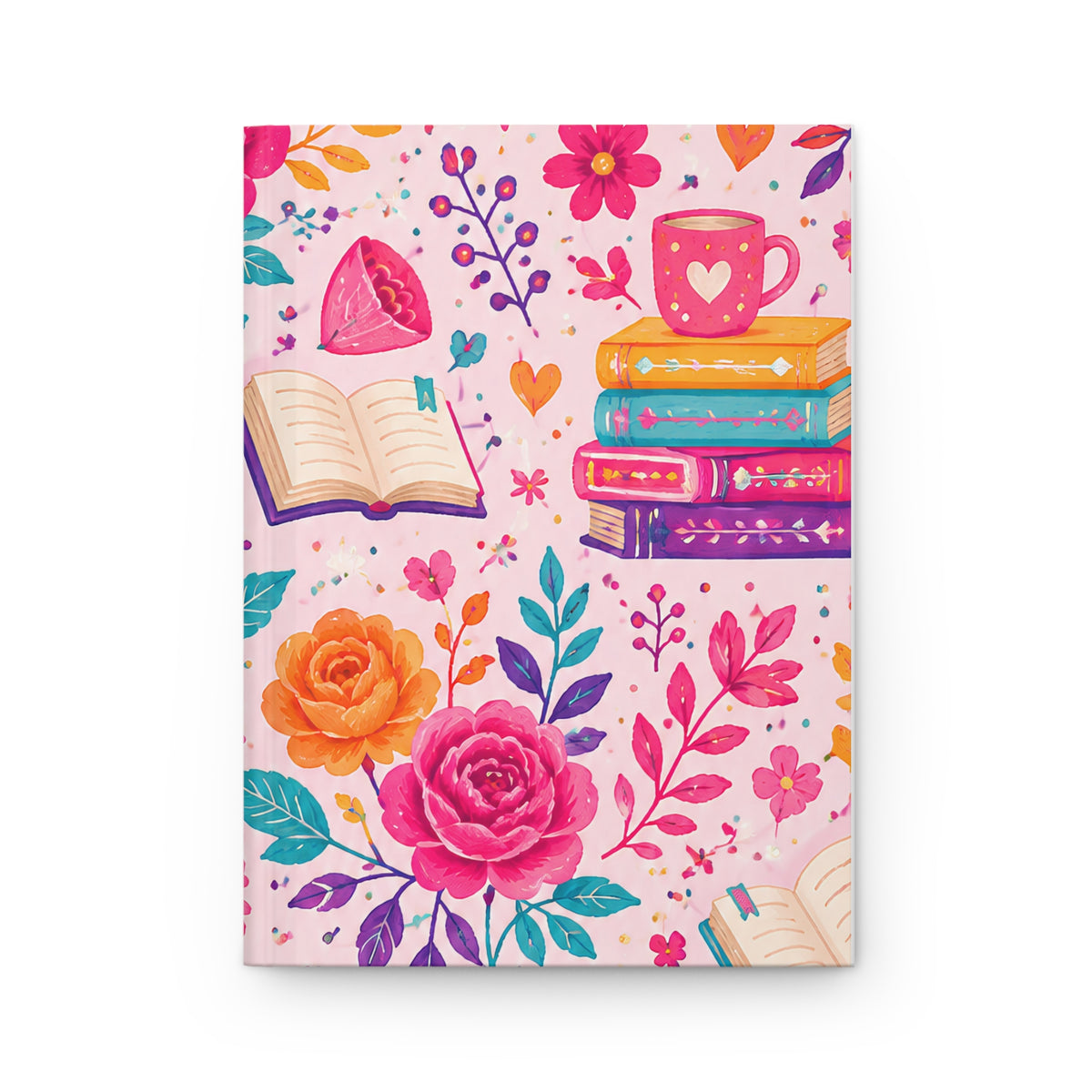 Enchanted Book Floral Tea & Books Hardcover Journal — Vintage Botanical Notebook