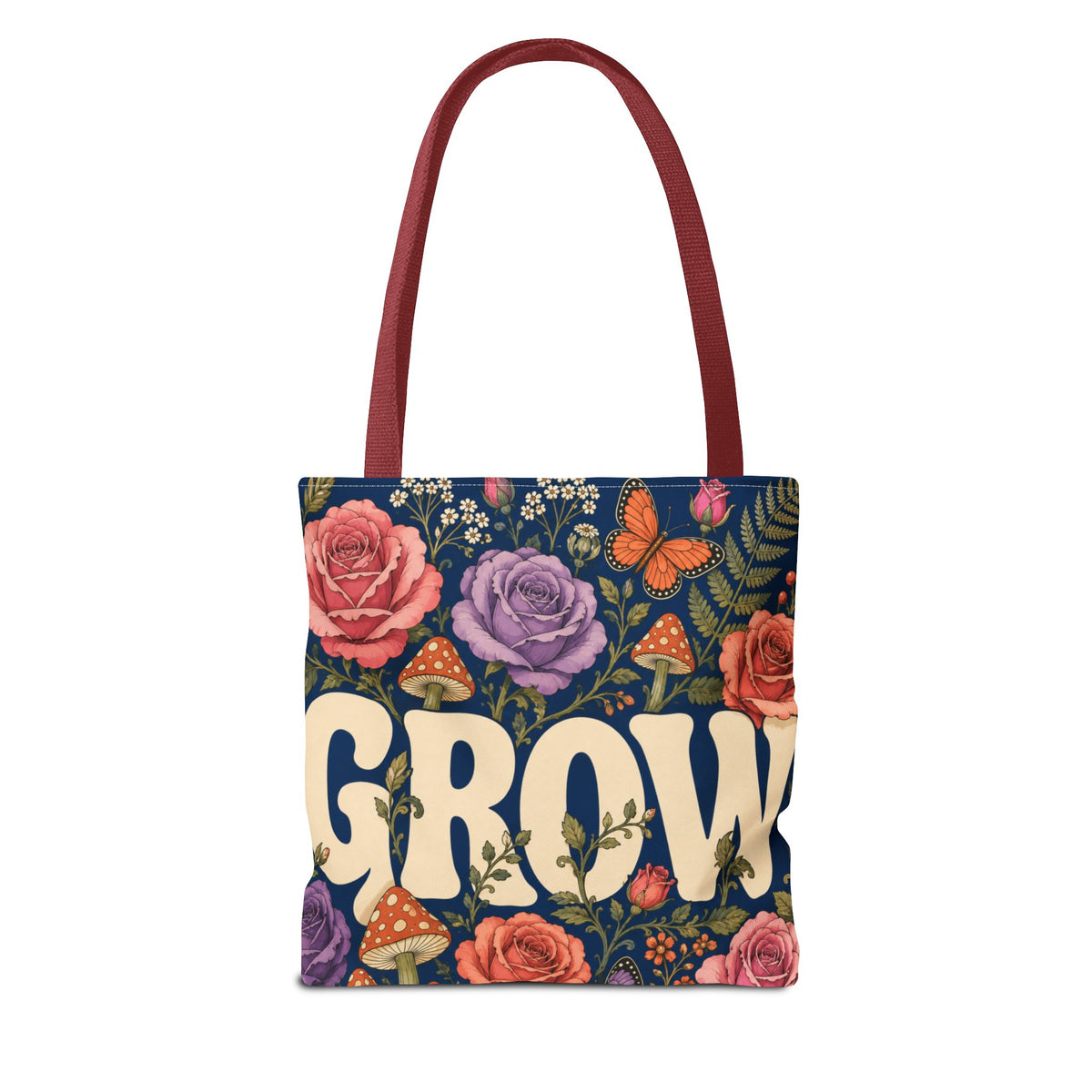 GROW Book Club Floral Books Tote Bag — Vintage Garden Print AOP