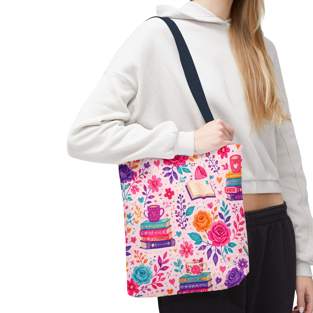 Enchanted Book Floral Books Tote Bag — Vintage Garden Print AOP