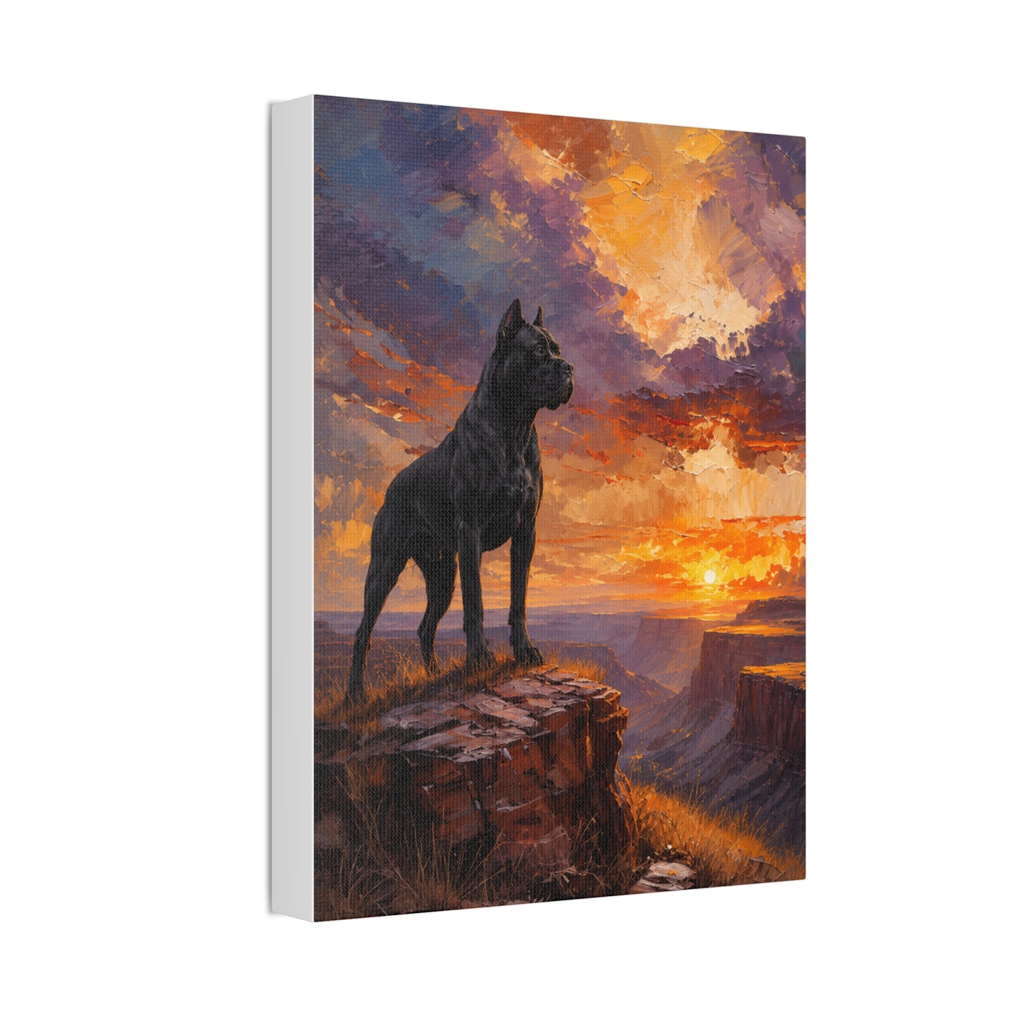 Black Cane Corso Sunset Canyon Wall Art