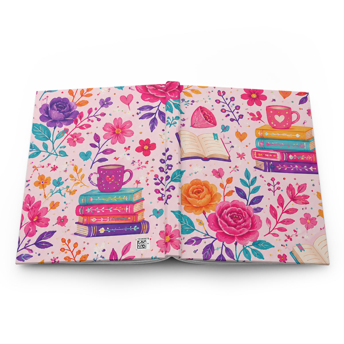 Enchanted Book Floral Tea & Books Hardcover Journal — Vintage Botanical Notebook