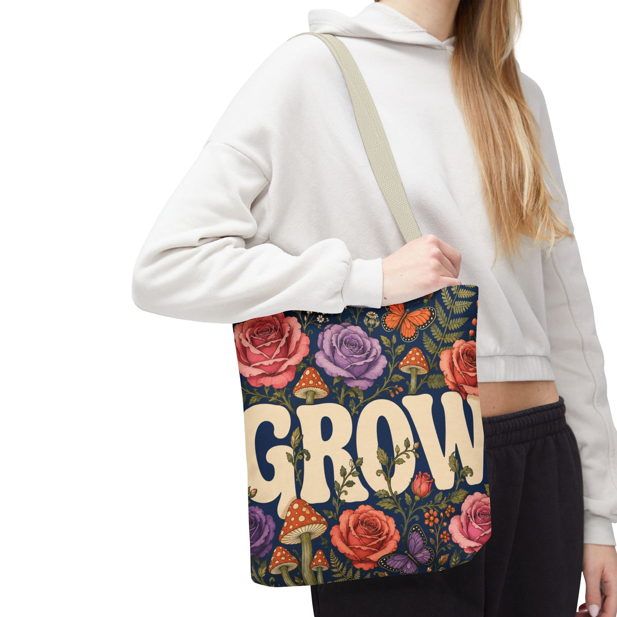 GROW Book Club Floral Books Tote Bag — Vintage Garden Print AOP