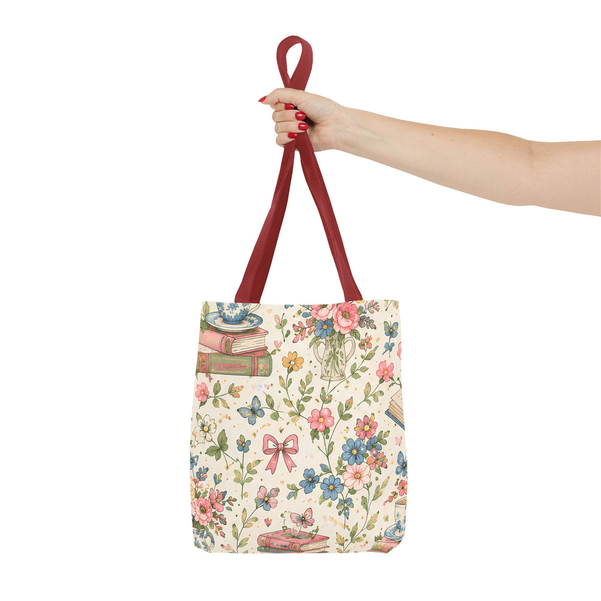Bookish Blooms Floral Books Tote Bag — Vintage Garden Print AOP