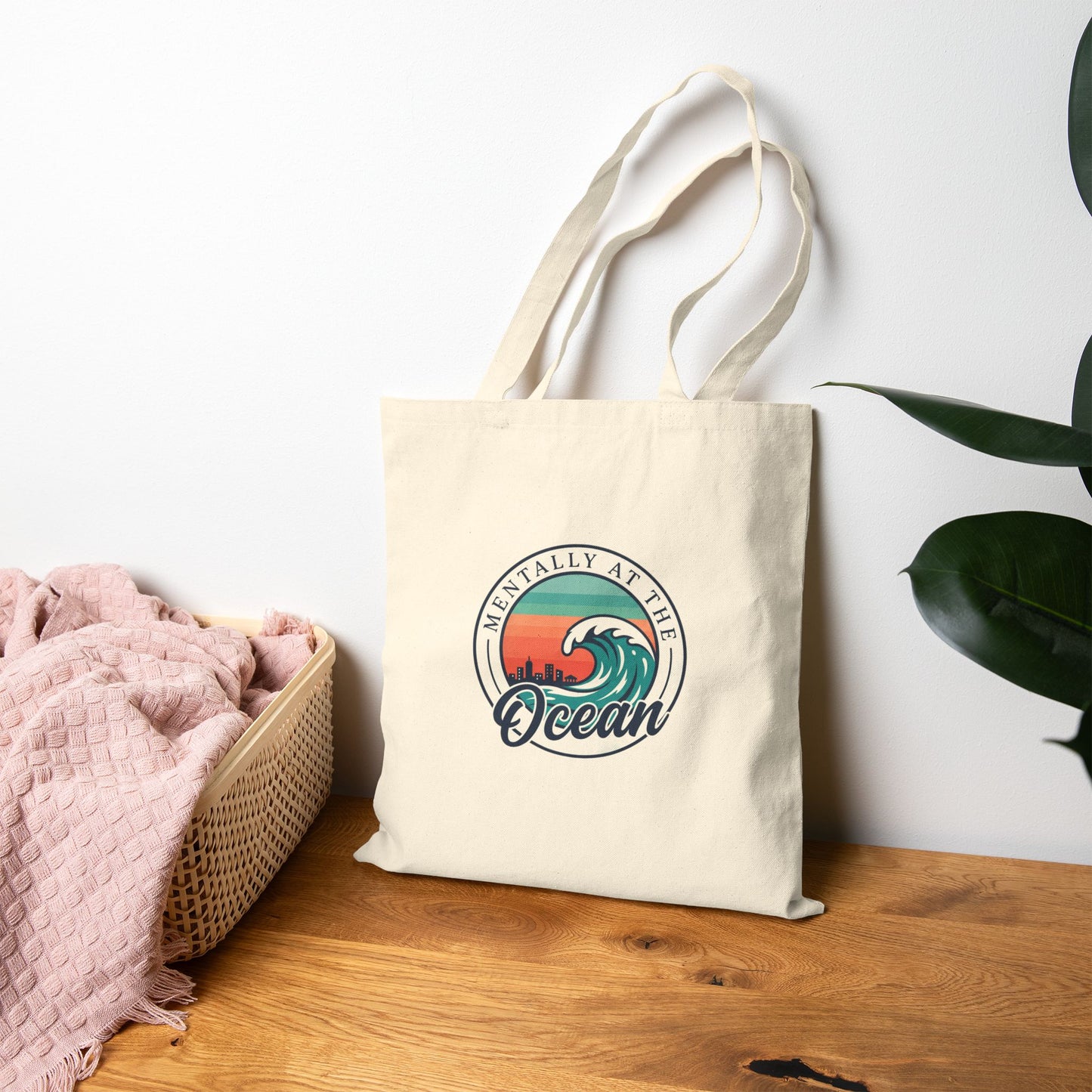 Mentally at the Ocean Tote | coastal aesthetic, sea breeze, pastel blue