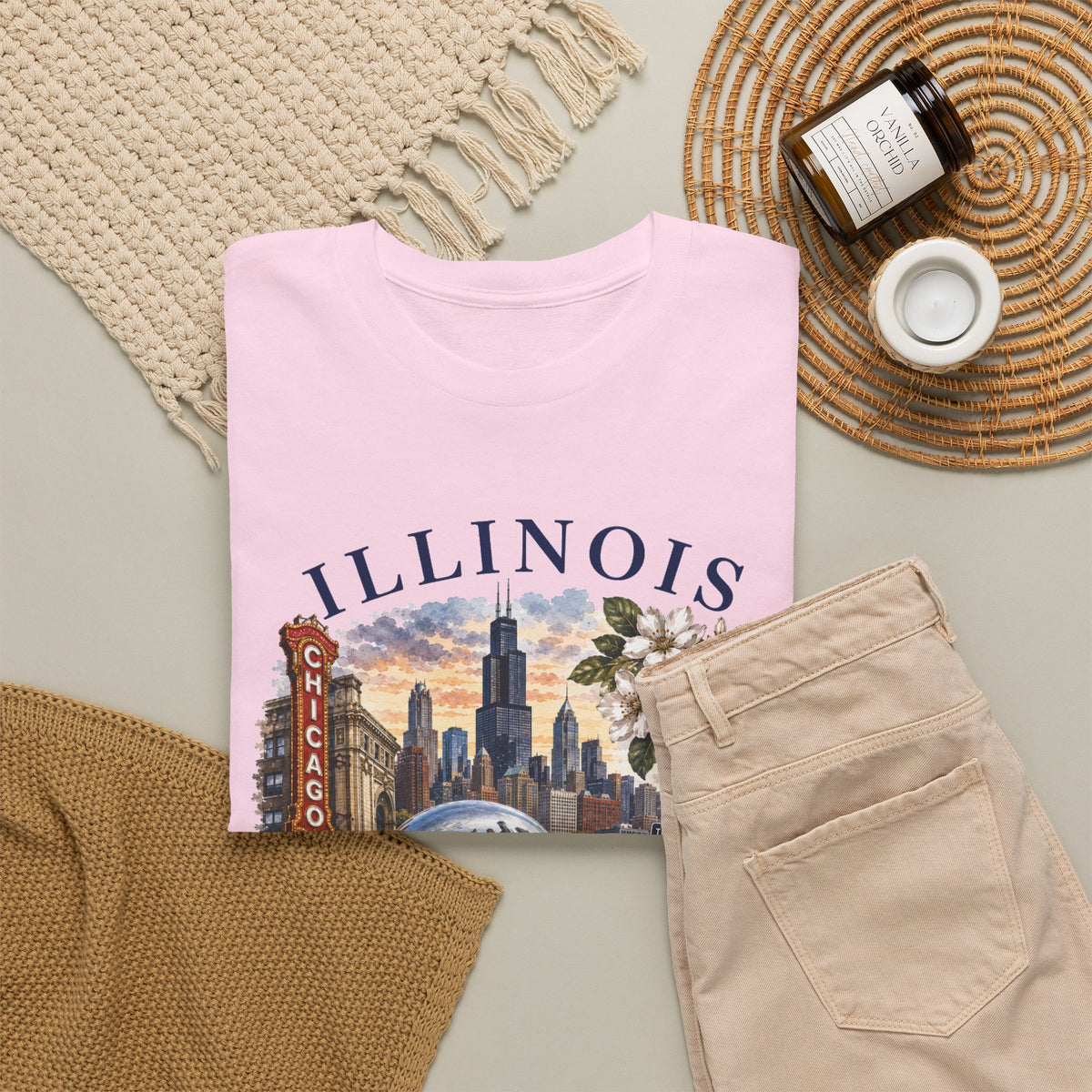 Illinois Vintage Travel T-Shirt — Chicago Route 66 Souvenir Tee