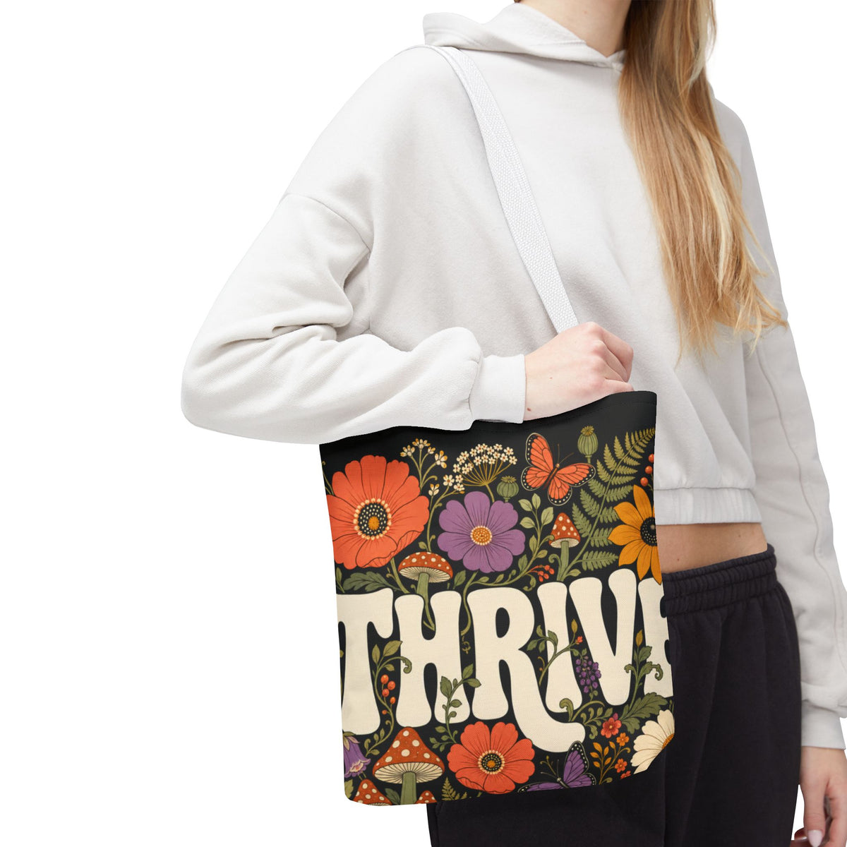 THRIVE Book Club Floral Books Tote Bag — Vintage Garden Print AOP