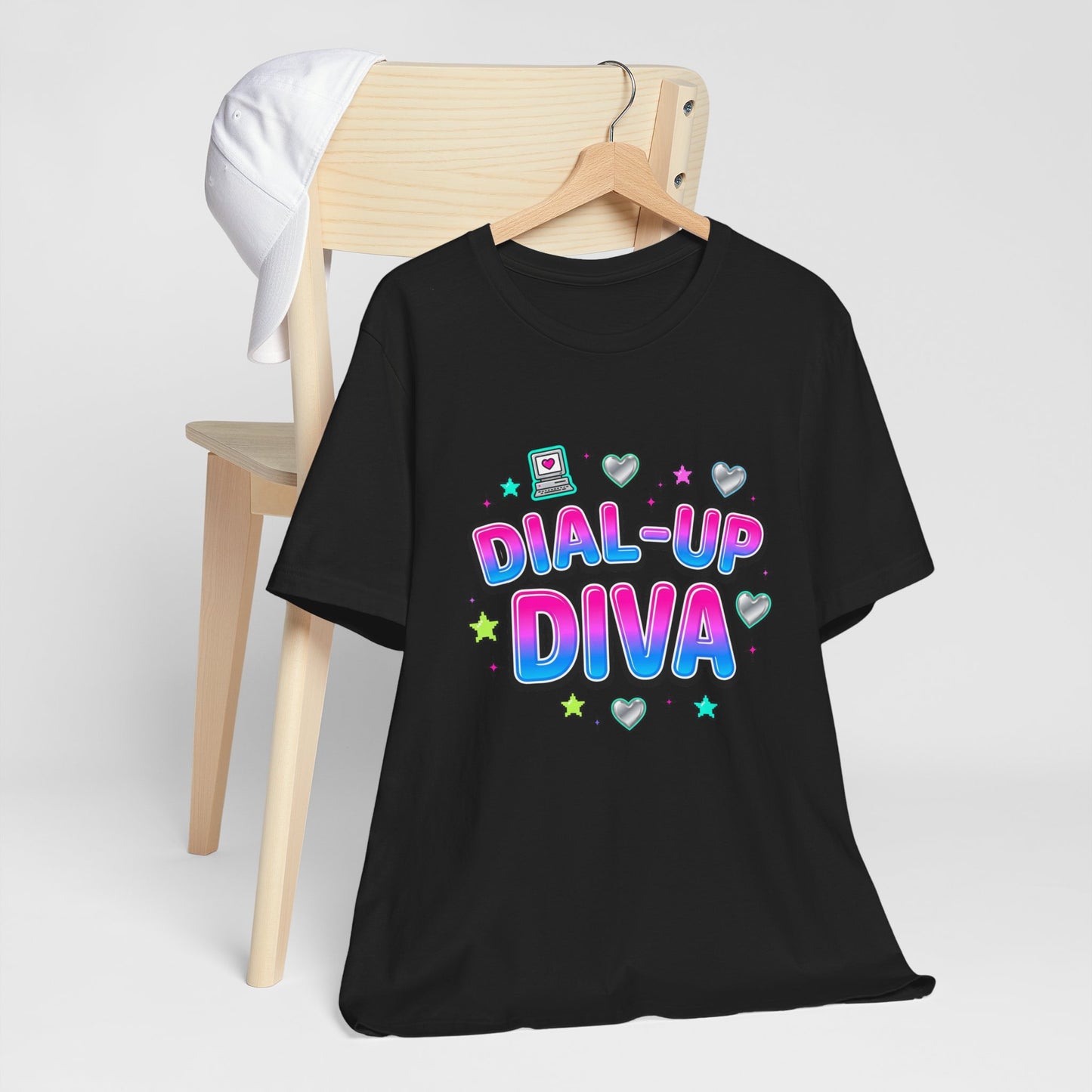 Dial-Up Diva Tee Y2K slogan, bubblegum pink cyber nostalgia