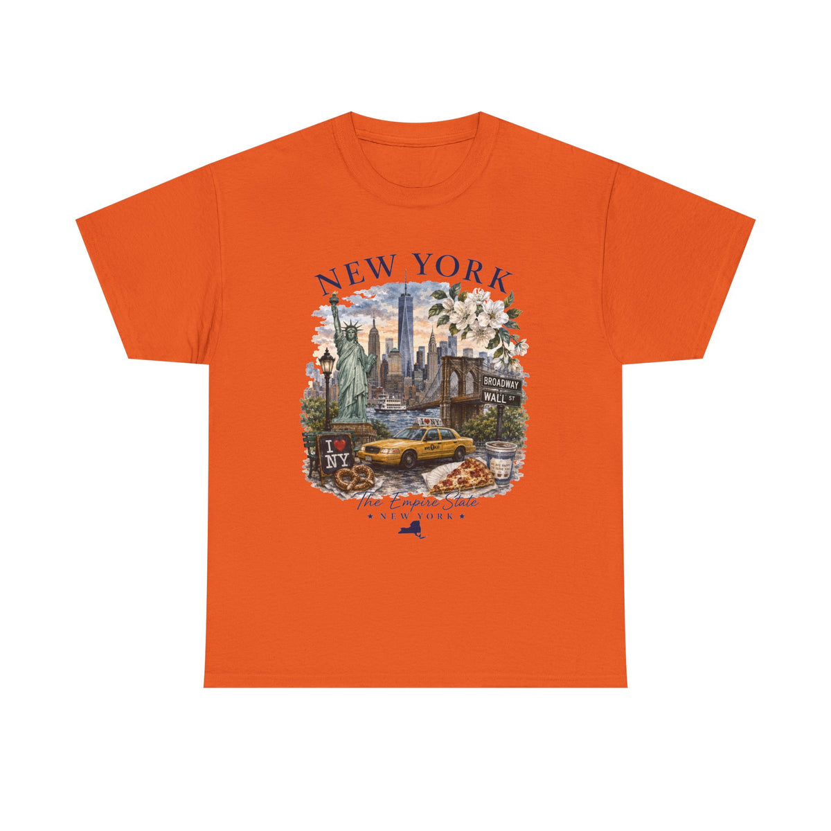 New York City Vintage Travel Tee — NYC Skyline, Yellow Cab & Landmark Collage