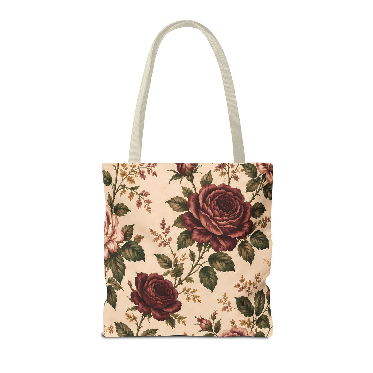 Southern Rose Floral Books Tote Bag — Vintage Garden Print AOP