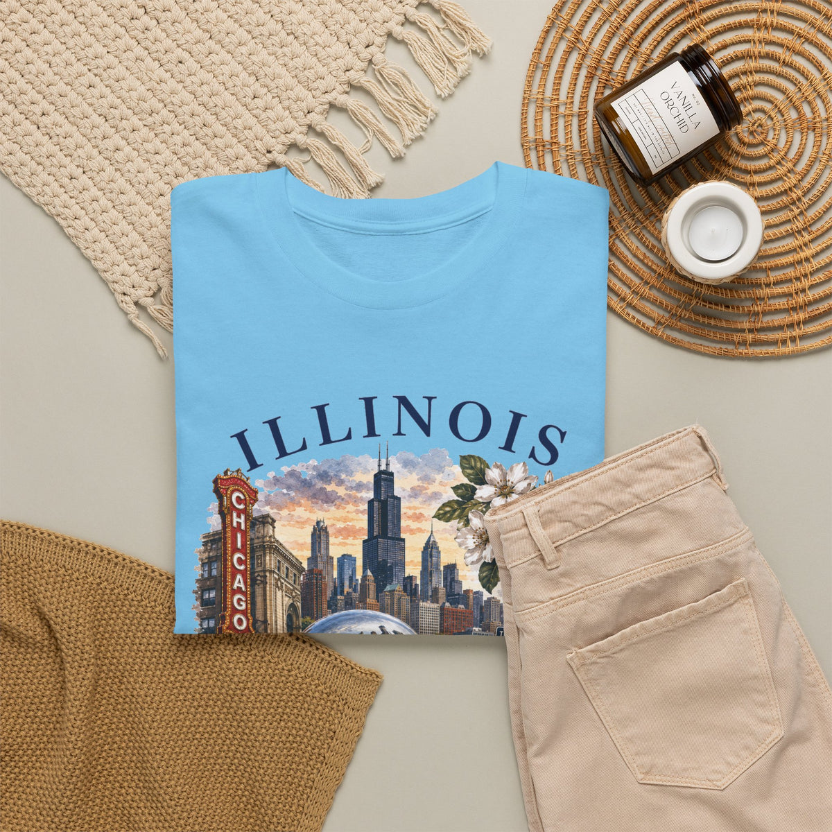 Illinois Vintage Travel T-Shirt — Chicago Route 66 Souvenir Tee