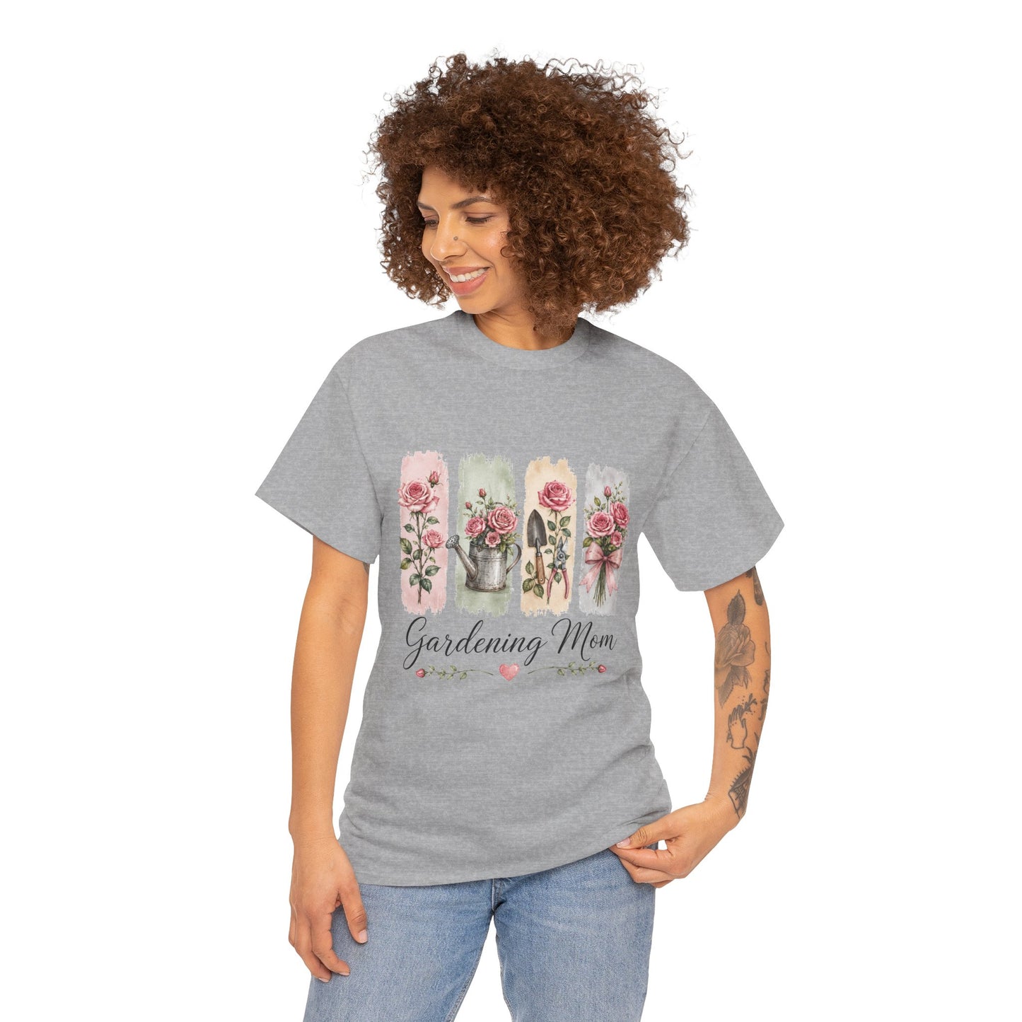 Gardening Mom T-Shirt – Floral Watercolor Garden Tools Tee
