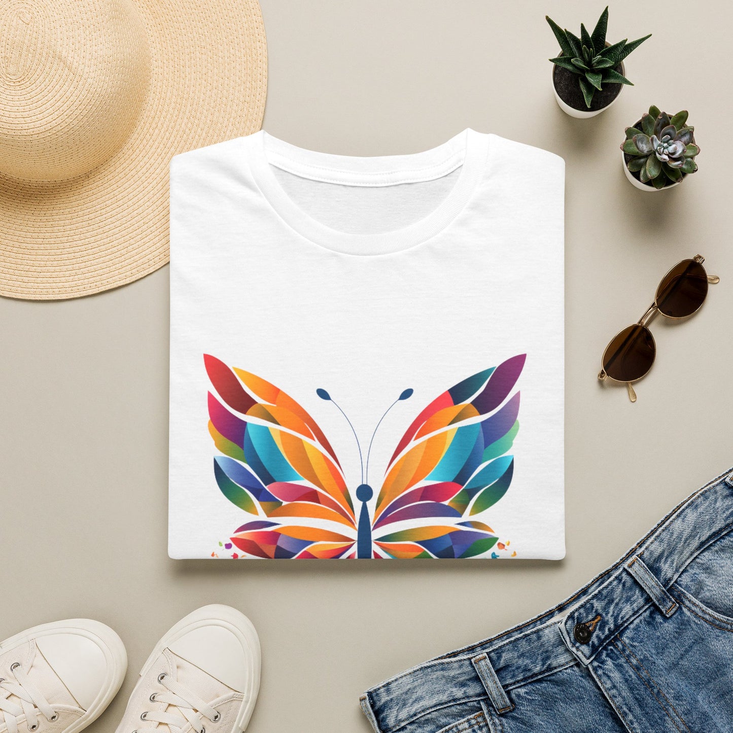 Colorful Butterfly T-Shirt — Vibrant Rainbow Wing Graphic Tee