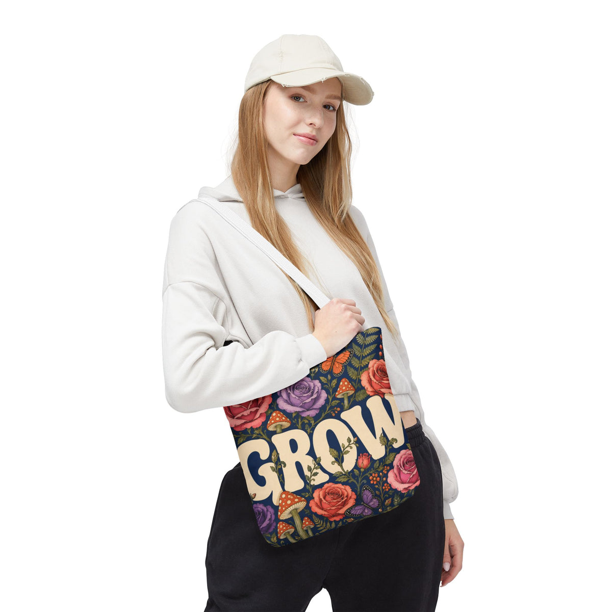 GROW Book Club Floral Books Tote Bag — Vintage Garden Print AOP