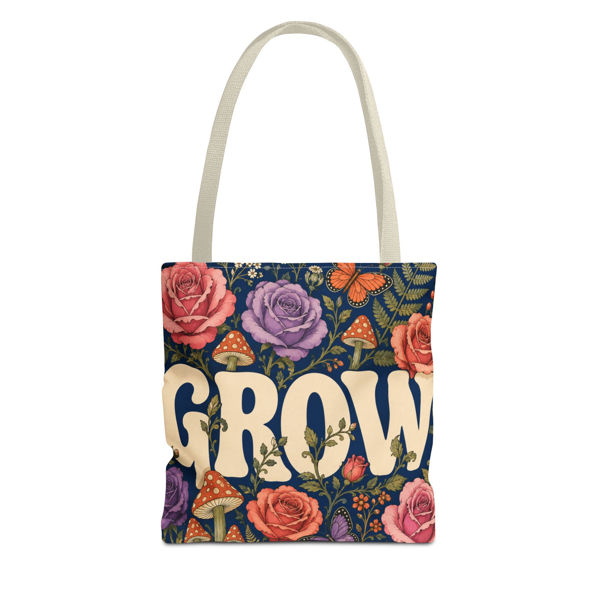 GROW Book Club Floral Books Tote Bag — Vintage Garden Print AOP