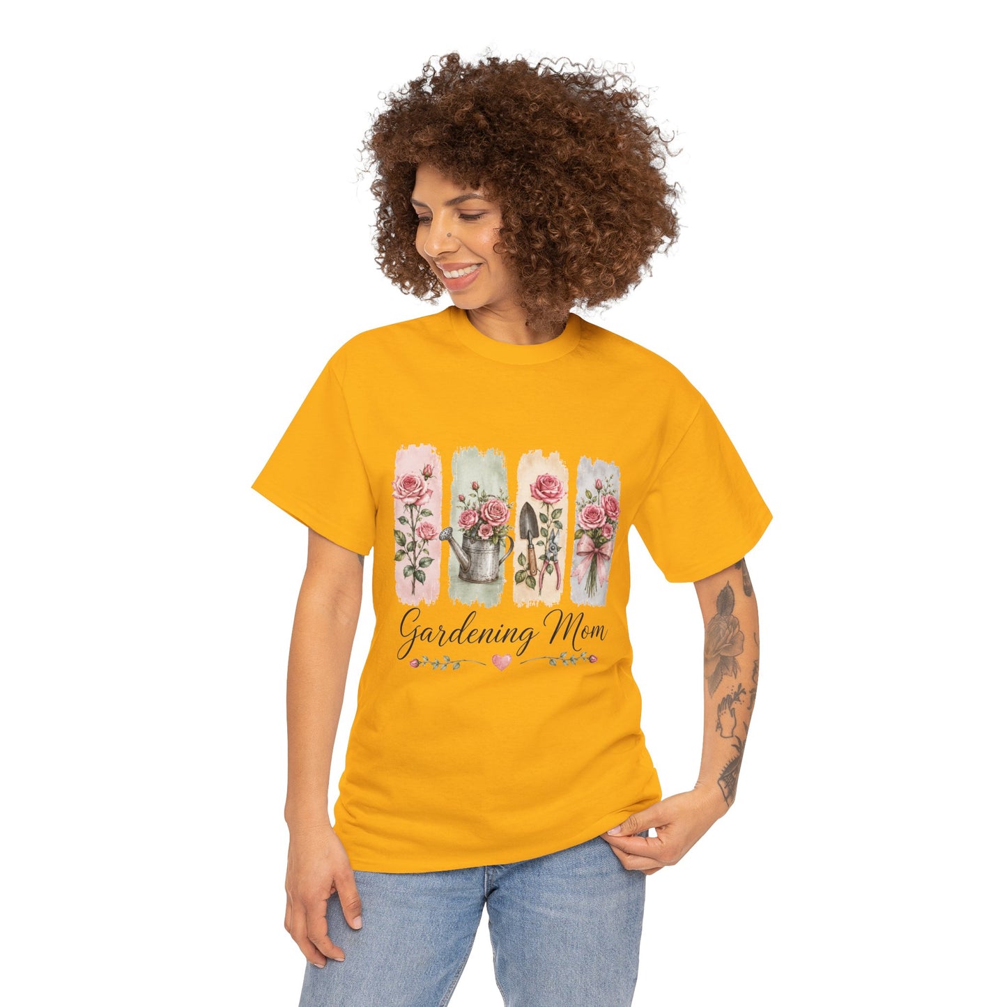 Gardening Mom T-Shirt – Floral Watercolor Garden Tools Tee