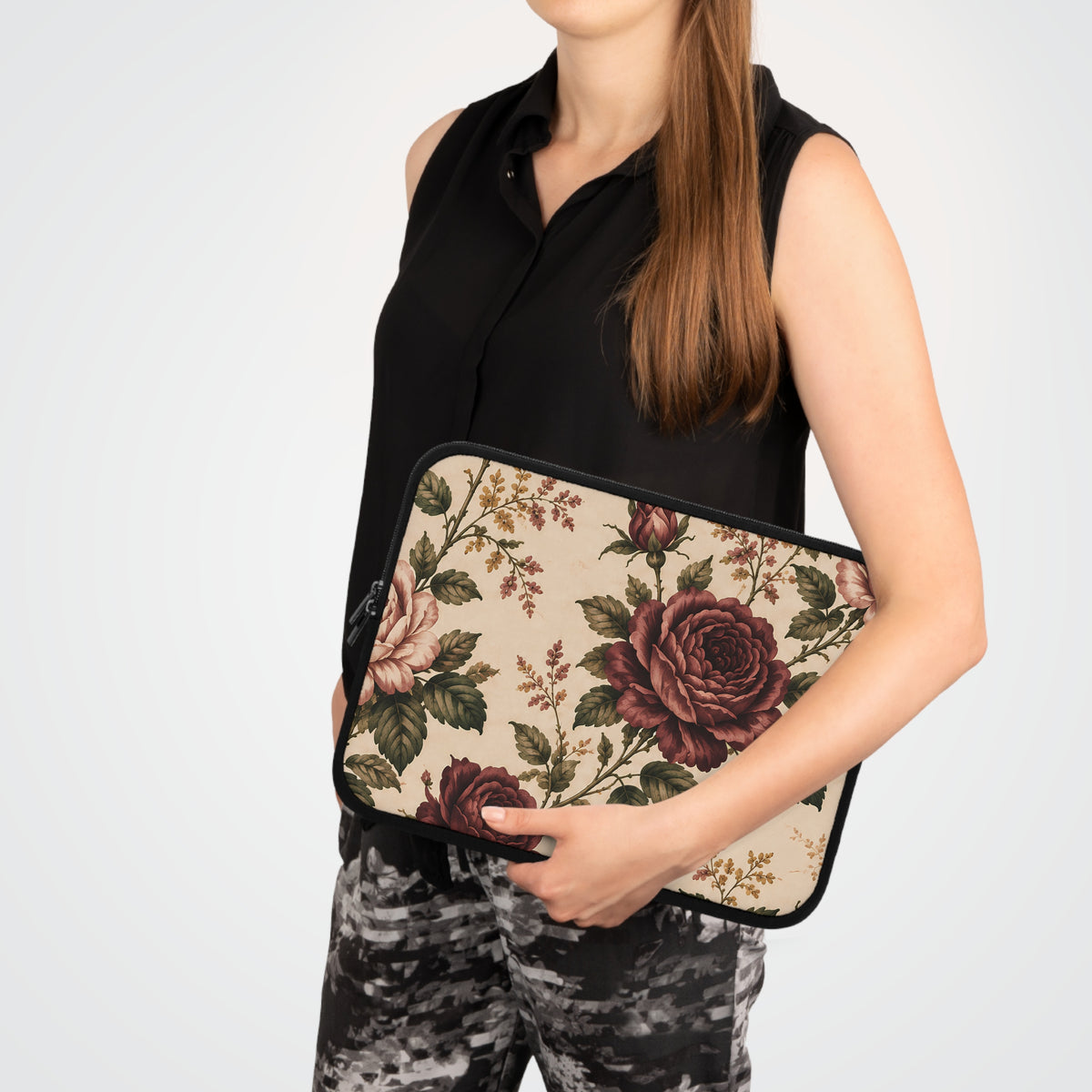 Southern Rose Floral Bookish Laptop Sleeve — Books & Blossoms Protective Case