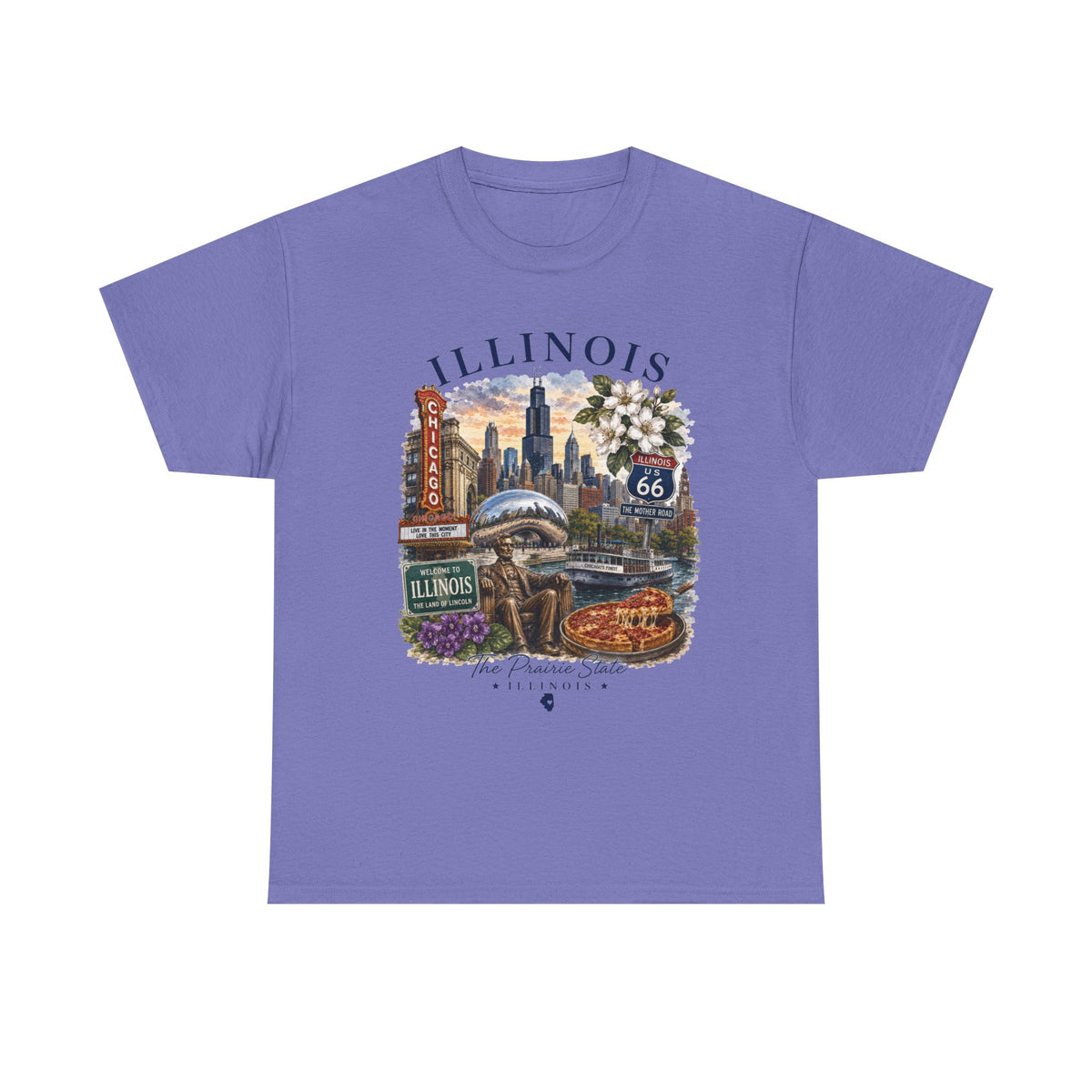 Illinois Vintage Travel T-Shirt — Chicago Route 66 Souvenir Tee