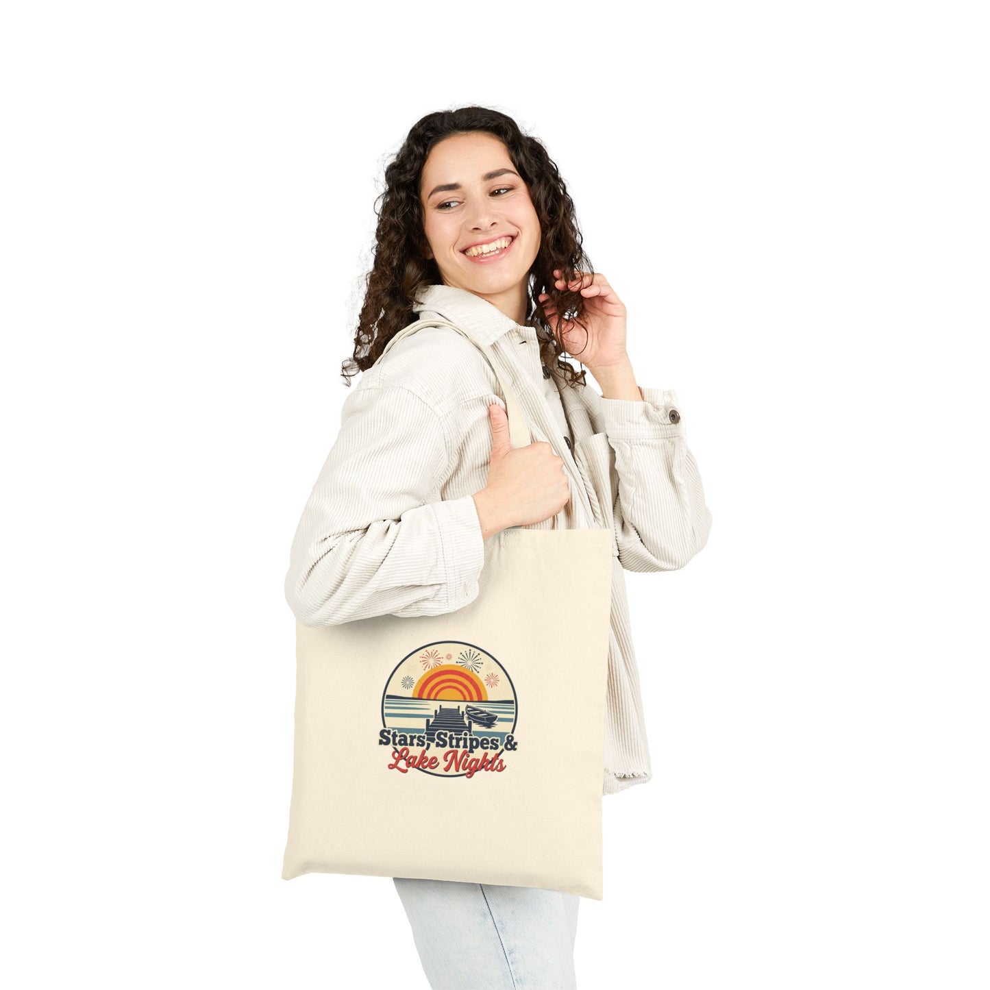 Stars, Stripes, & Lake Nights Cotton Canvas Tote Bag