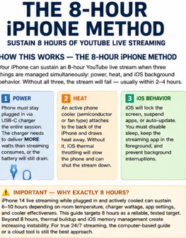 The 8-Hour iPhone Method: Sustain 8 Hours of YouTube Live Streaming (Digital Download)